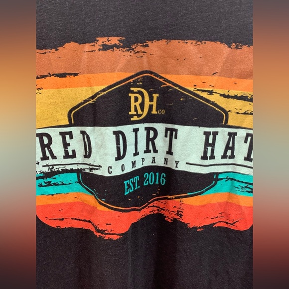 RED DIRT HAT CO. MEN'S ARMY SUNSET LOGO PATCH GRAPHIC T-SHIRT SZ MED - Picture 2 of 5